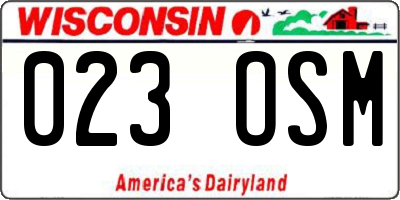 WI license plate 023OSM