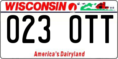 WI license plate 023OTT