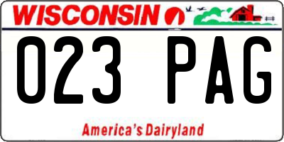WI license plate 023PAG