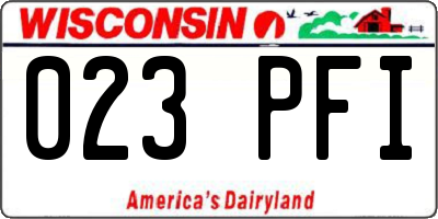 WI license plate 023PFI