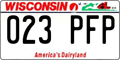 WI license plate 023PFP