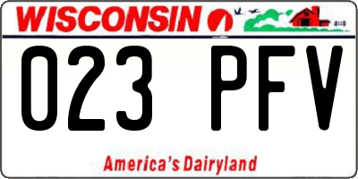 WI license plate 023PFV