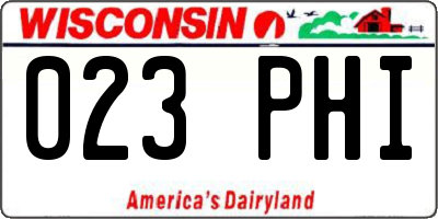 WI license plate 023PHI