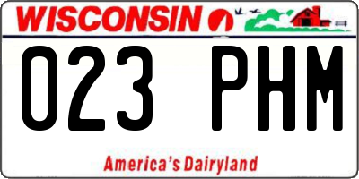 WI license plate 023PHM