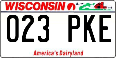 WI license plate 023PKE