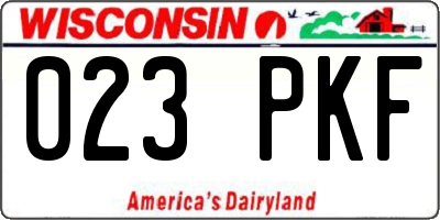WI license plate 023PKF