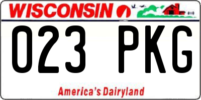 WI license plate 023PKG