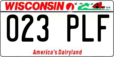 WI license plate 023PLF