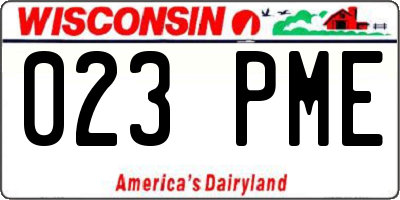 WI license plate 023PME