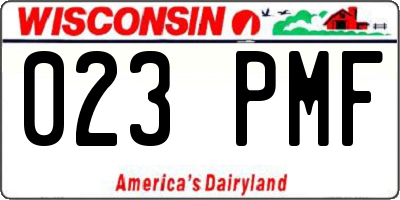 WI license plate 023PMF