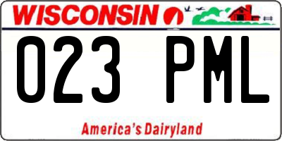 WI license plate 023PML