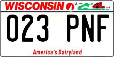 WI license plate 023PNF