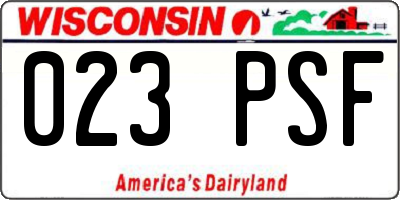 WI license plate 023PSF