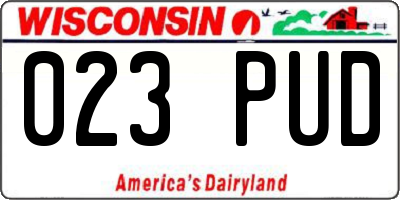 WI license plate 023PUD
