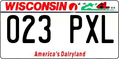 WI license plate 023PXL