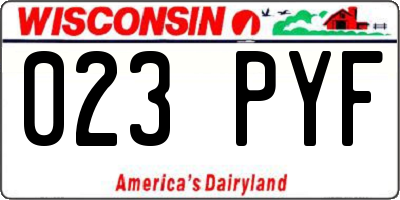 WI license plate 023PYF