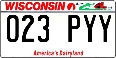 WI license plate 023PYY