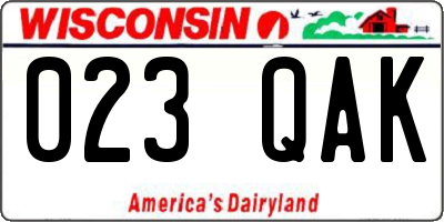 WI license plate 023QAK