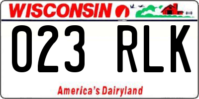 WI license plate 023RLK