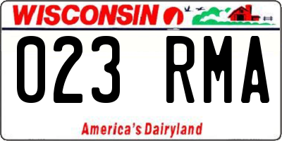 WI license plate 023RMA