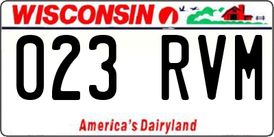 WI license plate 023RVM