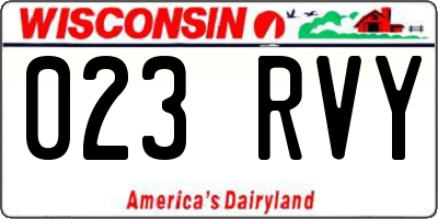WI license plate 023RVY
