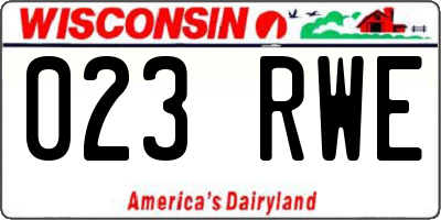 WI license plate 023RWE