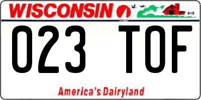 WI license plate 023TOF