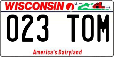 WI license plate 023TOM