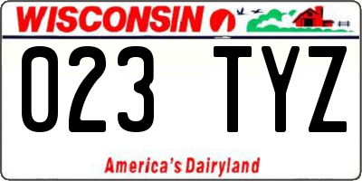 WI license plate 023TYZ