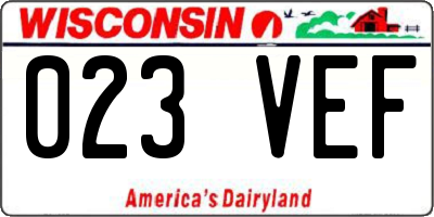 WI license plate 023VEF