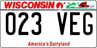 WI license plate 023VEG