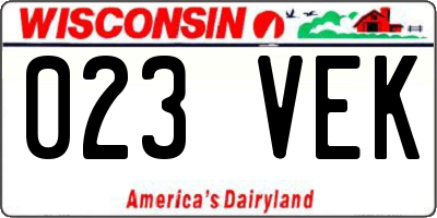 WI license plate 023VEK