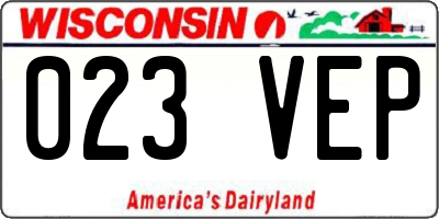 WI license plate 023VEP