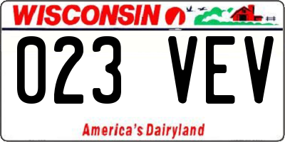 WI license plate 023VEV