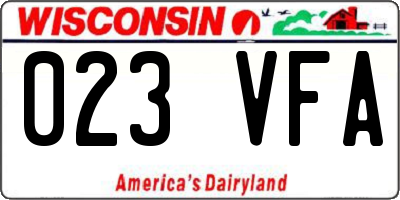 WI license plate 023VFA