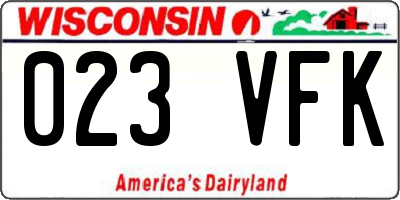 WI license plate 023VFK