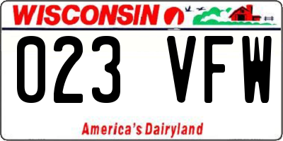 WI license plate 023VFW