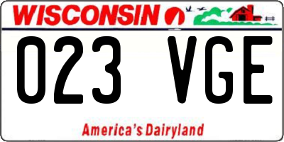 WI license plate 023VGE