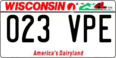 WI license plate 023VPE