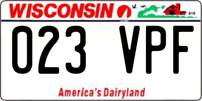 WI license plate 023VPF