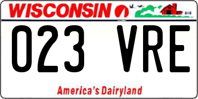 WI license plate 023VRE