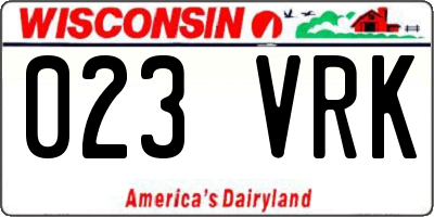 WI license plate 023VRK