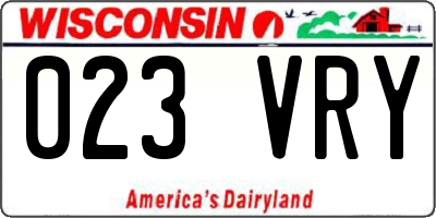 WI license plate 023VRY
