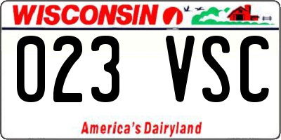 WI license plate 023VSC