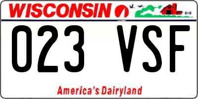 WI license plate 023VSF
