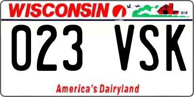 WI license plate 023VSK