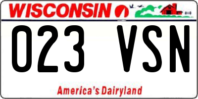 WI license plate 023VSN