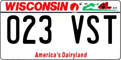 WI license plate 023VST