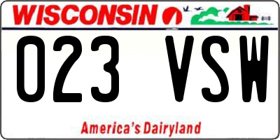 WI license plate 023VSW